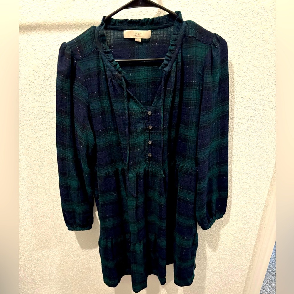 Green Plaid Babydoll Dress